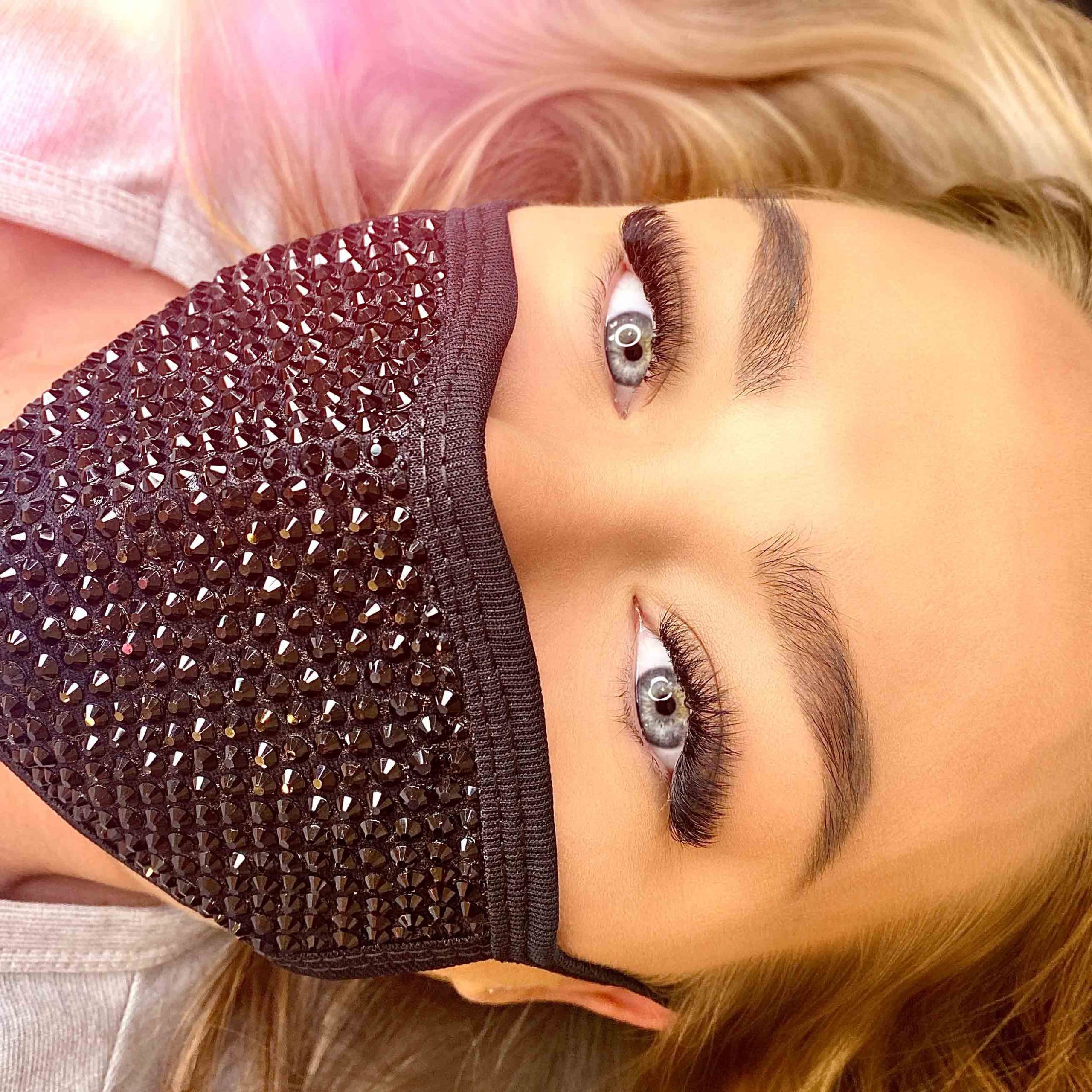 blue eyes with lash extensions